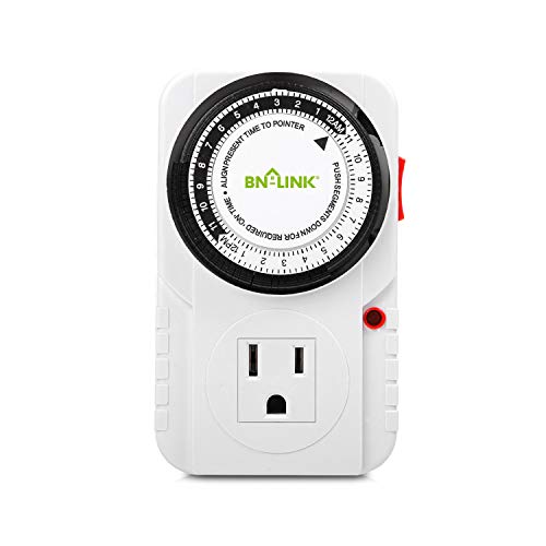 BN-LINK 24 Saat Takılabilir Mekanik Zamanlayıcı Topraklı Akvaryum, Büyüyen Işık, Hidroponik, Evcil Hayvanlar, Ev, Mutfak, Ofis, Aletler, UL Listeli 125VAC, 60 Hz, 1875W, 15A, 1 / 2HP (1)