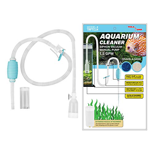 Orijinal TERA PUMP Akvaryum Temizleyici Akvaryum Balıkları Tankı Uzun Nozullu Çakıl Kum Temizleyici N Su Akış Kontrol Cihazı - BPA içermez (model: TRFTCLN)